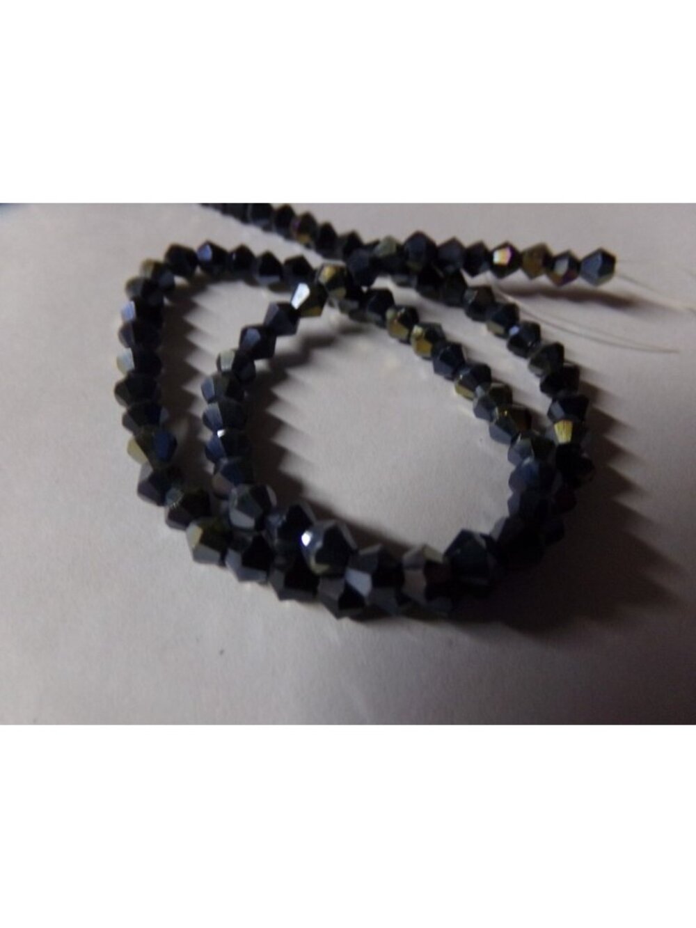 1 Strand Black AB Color Plated Bicone Glass Beads